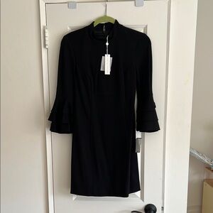 Trina Turk Black Ruffled Sleeve Dress